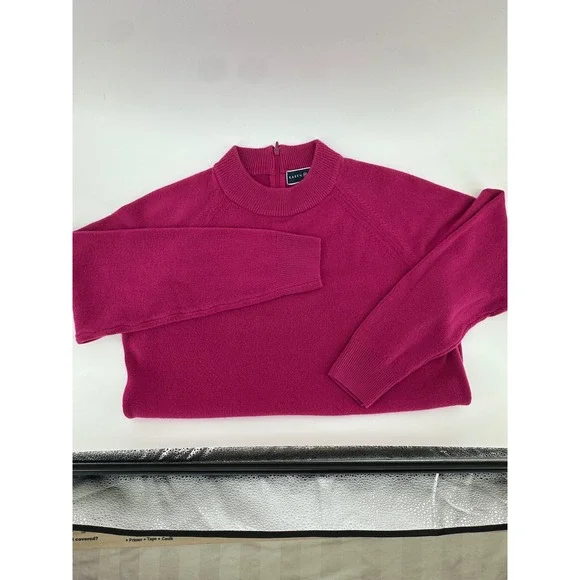 Karen Scott Pink Romantic Med Mock Neck Back Zip Knit Sweater Preppy Old Money - Picture 14 of 16